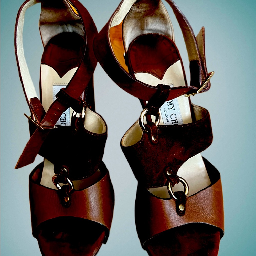Jimmy Choo 4” heels, leather and suede.
